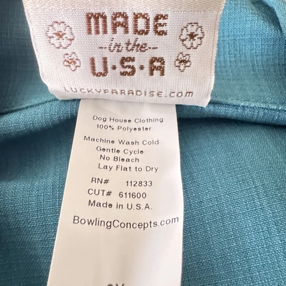 Lucky Paradise Bowling Shirt 2X Teal Gray Atomic Boomerang Retro Rockabilly USA - Picture 6 of 6